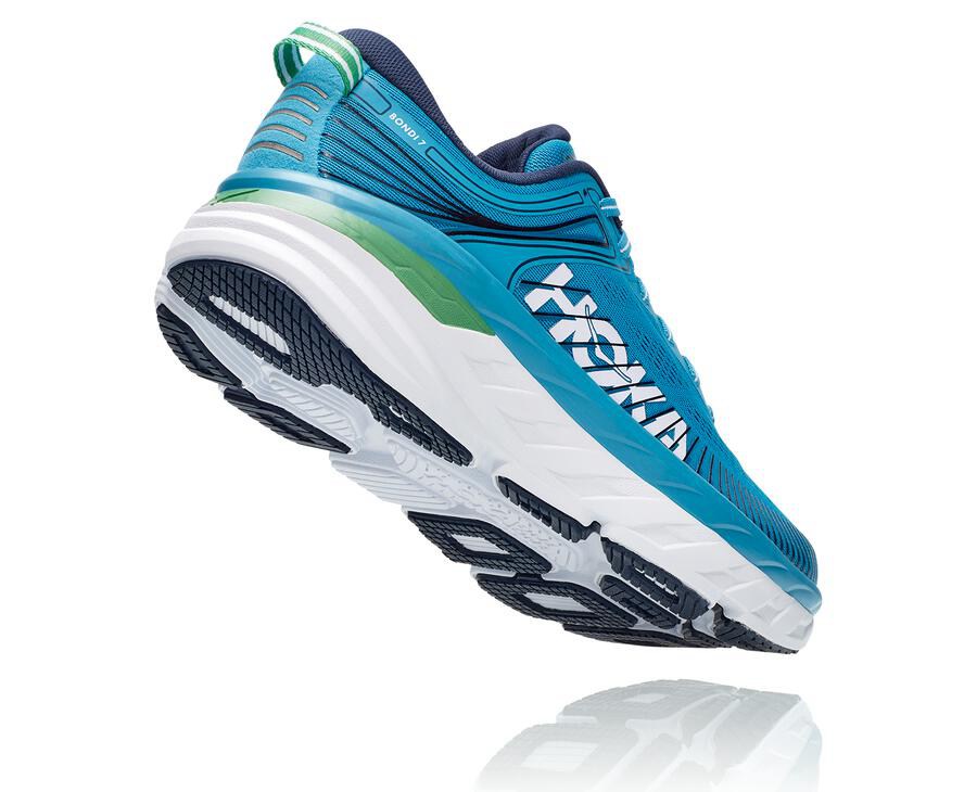 Zapatillas Running Hoka One One Hombre - Bondi 7 - Azules/Blancas - WJH491065